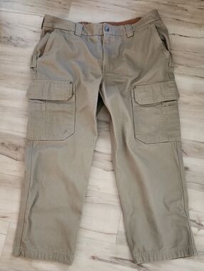 Duluth Trading Co. Fire Hose Relaxed Fit Cargo Work Pants Size 40x30 Tan Khaki
